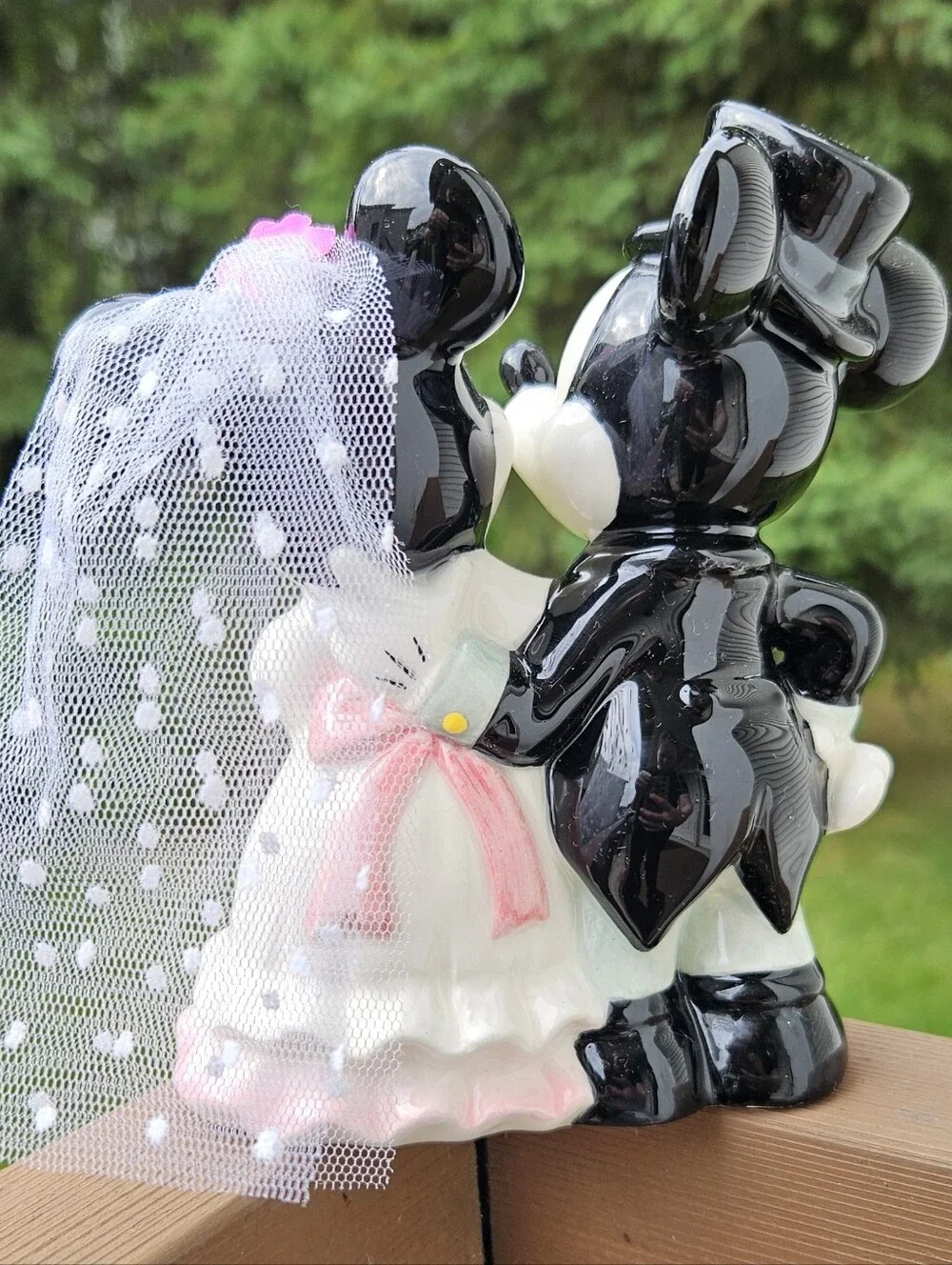 Whimsical Bride & Groom Mickey Minnie Mouse Cake Topper Wedding Gift Disney